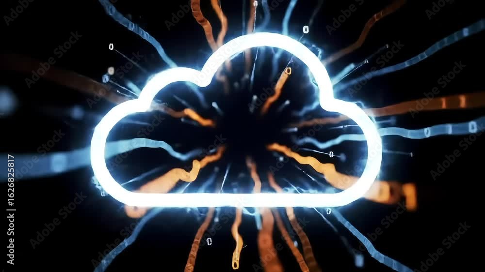Poster cloud computing data flow animation