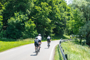 People cycling in the nature by good weather