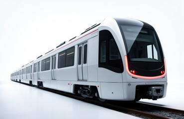 Naklejka premium Modern white train with sleek design on a clean white background