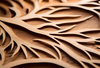 Intricately carved wood featuring natural patterns that beautifully imitate the shapes and details of leaves.
