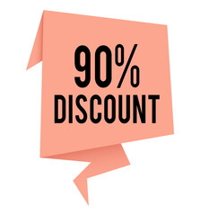 up to 90 percent discount on products, limited time offer, yellow vector graphic, modern design element for promotional content