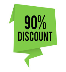 up to 90% off a special promotion, limited-time offer deal, yellow vector tag, modern web graphic for business advertisement