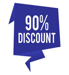 a modern up to 90 percent off sale tag, yellow ribbon graphic, great deal commercial offer sticker, marketing vector