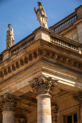 The beautiful Grand Theatre of Bordeaux Building with extensive Decoration, Stone Columns, Plaster, Statues - Close-up