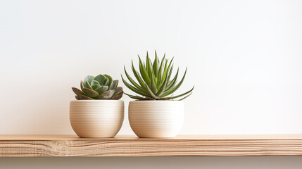 Two Succulents on Shelf