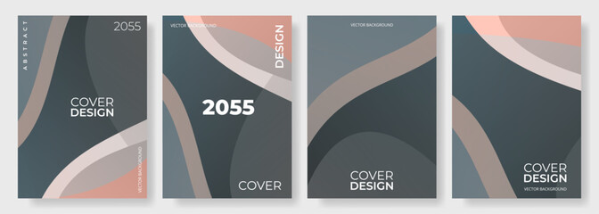 Abstract modern vector geometric background set in grey colors. A4 resolution cover design template. Vector illustration web banner collection