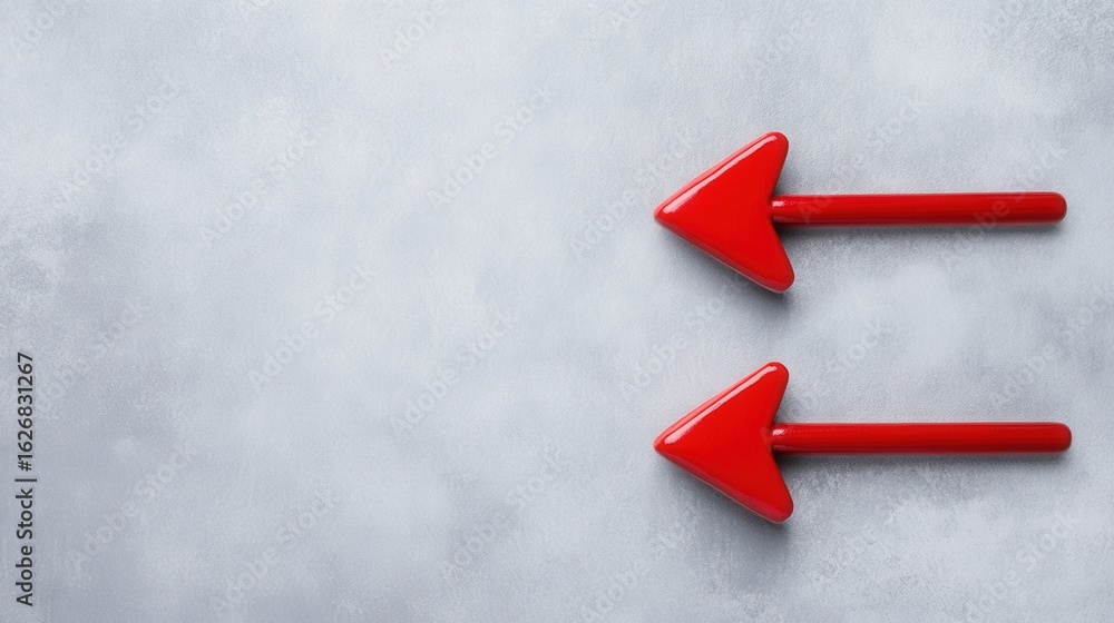 Aufkleber red arrow symbols pointing left on a gray background for directional use