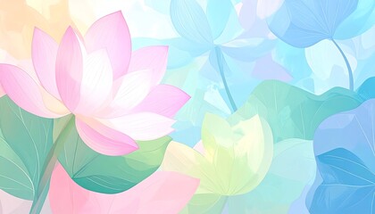 Fototapeta premium Pastel lotus blossoms in soft, blended colors