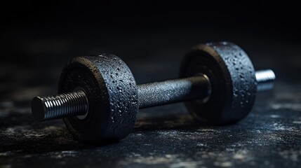 Fototapeta premium Lifting weights for strength training gym environment fitness content dark view