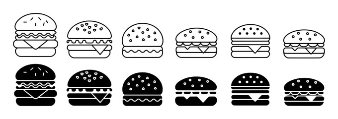 Diverse Burger Icons Collection hamburger food
