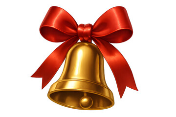 Christmas Bell with Satin Ribbon Bow and Metallic Shine Effect Illustration