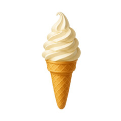 Delicious realistic 3d vanilla ice cream cone with a crispy waffle cone perfect for summer treats and dessert advertising