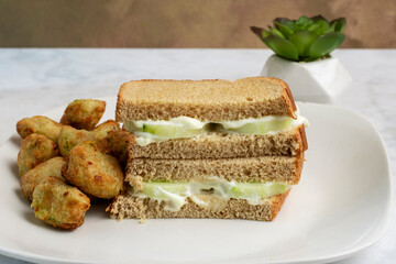 cucumber sandwich with broccoli tots