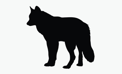 Wolf silhouette vector, Silhouette of a wolf vector illustration isolated on white background 