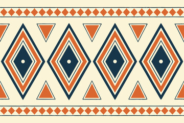 Vector art of seamless geometric pattern design featuring diamonds and triangles in a vintage style for backgrounds and textiles