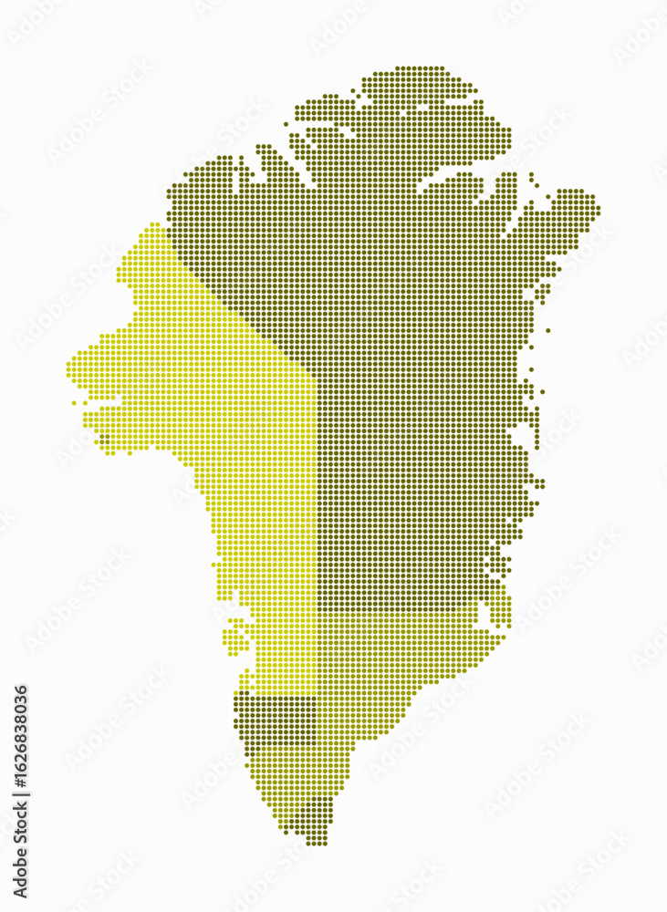 Poster greenland dotted map. digital style map of the country on white background. greenland shape with cir