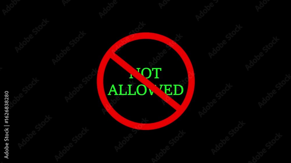 Aufkleber not allowed warning sign with red circle and text on black background. do not enter red warning traf