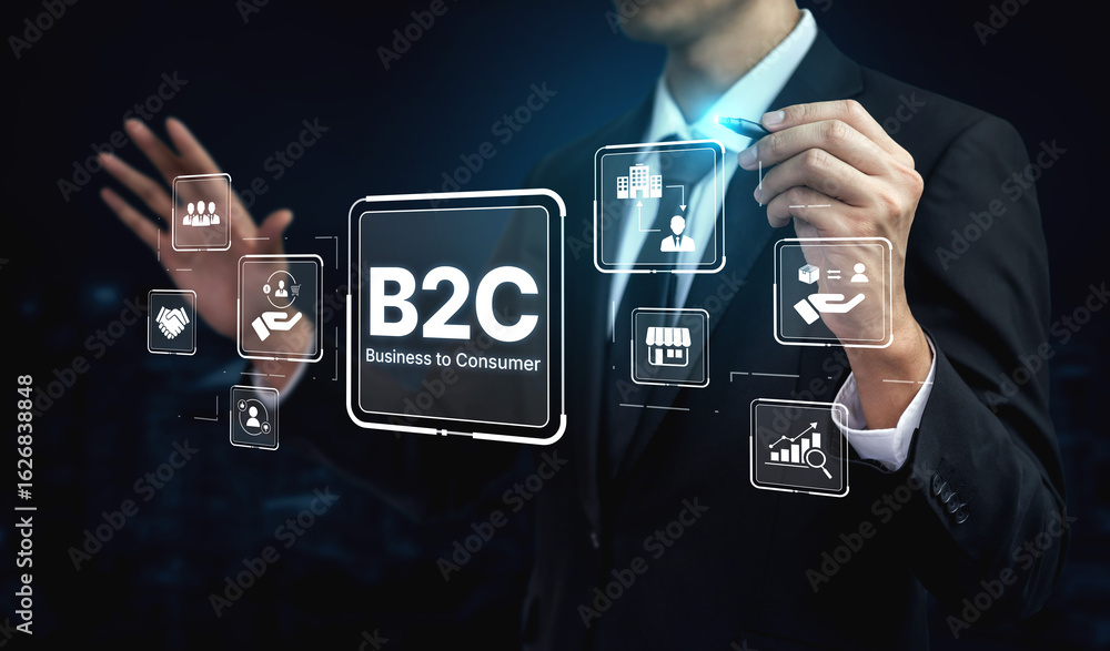 Poster b2c strategy focus on delivery products directly to consumer. successful b2c model enhance consumer 