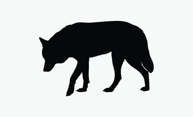 Wolf silhouette vector, Silhouette of a wolf vector illustration isolated on white background 