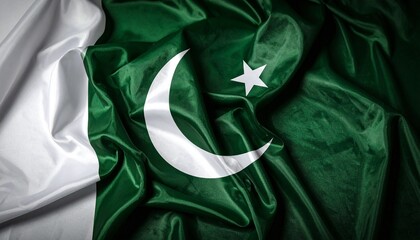The national flag of Pakistan shown alone with clean framing—featuring a rich green field, white vertical stripe, crescent moon, and five-pointed star. A minimal, proud, and iconic representation of n