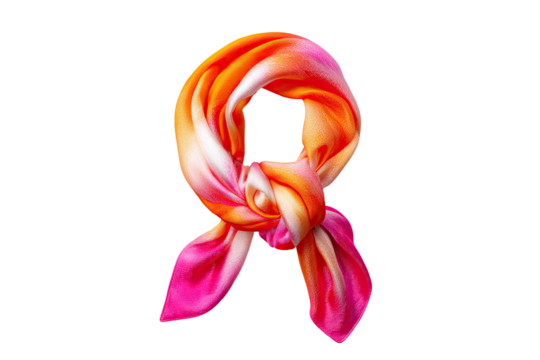 Tied silk scarf in vibrant ombre colors