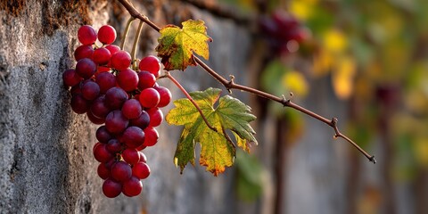 buch of red ripe grapes