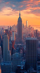 Fototapeta premium Manhattan Aerial View at Sunset
