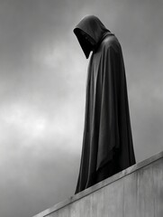 Grim Reaper standing against grey cloud