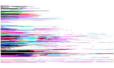 Glitch horizontal screen overlay with scan lines effect on transparent background, rough banding texture, analog television distortion, old monitor interference, computer signal noise