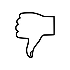 A simple vector illustration of a hand gesture with a thumb pointing down, symbolizing dislike, disapproval, or negative feedback.