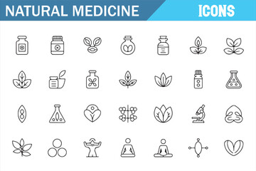 Wellness and Herbal Treatment Icons for Natural Health Care