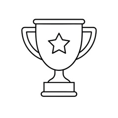 Trophy Cup with Star on Pedestal – Outline Icon Representing Achievement, Award, Victory, and Excellence