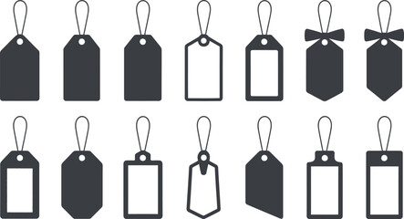 Various Simple Black Price Tags; Retail, Sale, Discount Labels