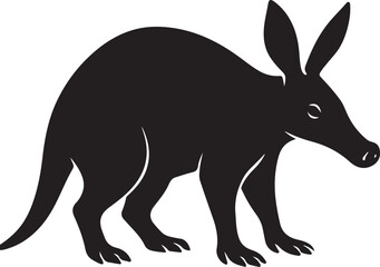 African aardvark walking in profile silhouette illustration