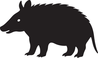 African aardvark standing in profile silhouette illustration