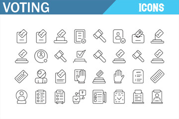 Political Voting Icons: Ballots, Gavel, Polls, and Election Results