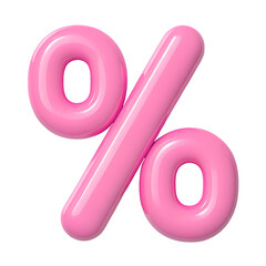 Pink 3d percentage symbol isolated on transparent background