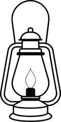 Kerosene Lamp Outline Illustration