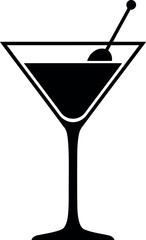 Black martini glass with olive icon