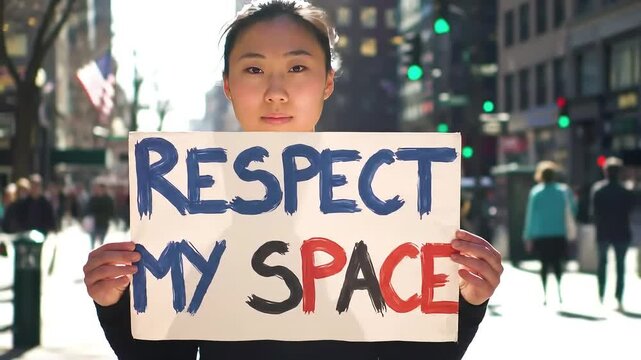 Woman Protests "Respect My Space" In City