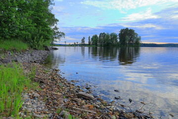Seascape view one summer evening. Usken lake, Nora, Bergslagen, Sweden.