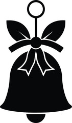 Christmas bell silhouette with bow isolated on white background