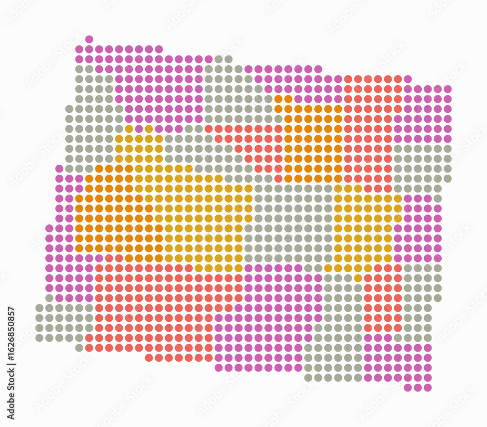 Poster wyoming dotted map. digital style map of the state on white background. wyoming shape with circle do