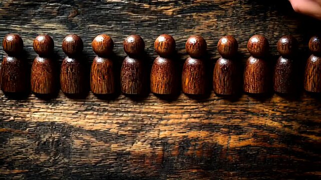 Human Resources Concept: Hand Picking Unique Wooden Figure from the Crowd