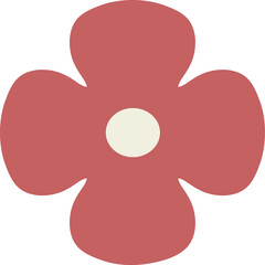 Red flower with rounded petals cute bloom. Vibrant illustration for use in decorative backgrounds, wedding invitations, greeting cards, and nature-inspired projects