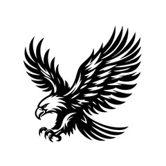 Fototapeta premium Majestic eagle soaring with spread wings isolated on white background