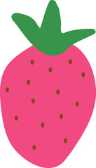 Red strawberry flat illustration. Vector cartoon fruit with seeds summer food