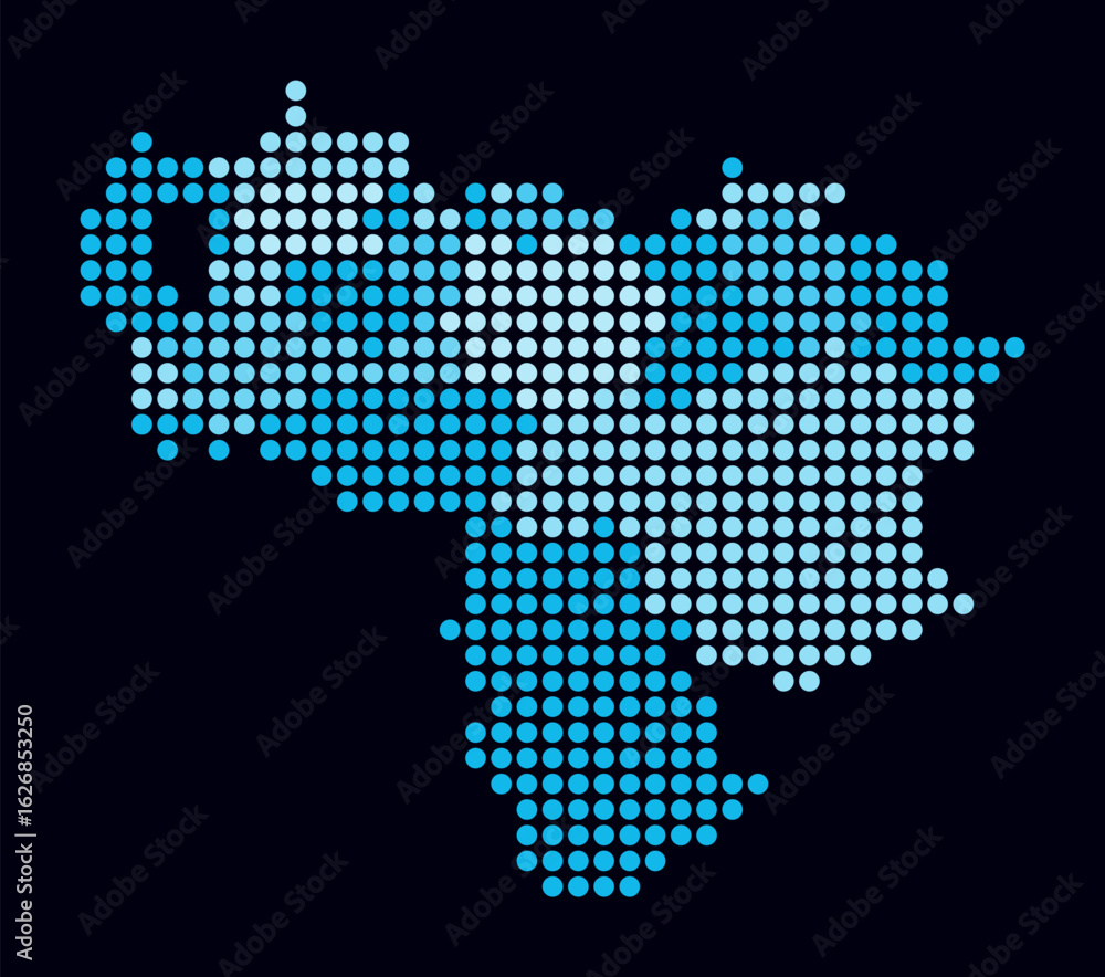 Poster venezuela dotted map. digital style map of the country on dark background. venezuela shape with circ