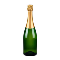 Green champagne bottle isolated on transparent background