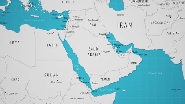 Saudi Arabia on the World Map with Animated National Flag